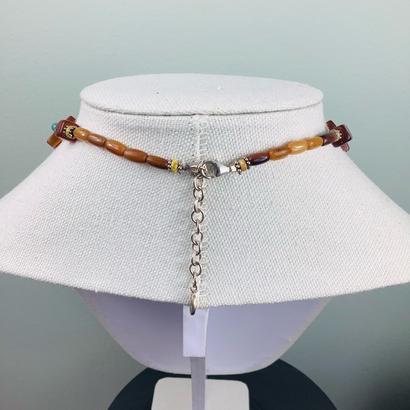 Turquoise, semi-precious stone and sterling silver necklace - Picture 5 of 8